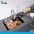 (37x 18 x 10) Inch Premium Waterfall Dustbin Honeycomb  Kitchen Sink Black