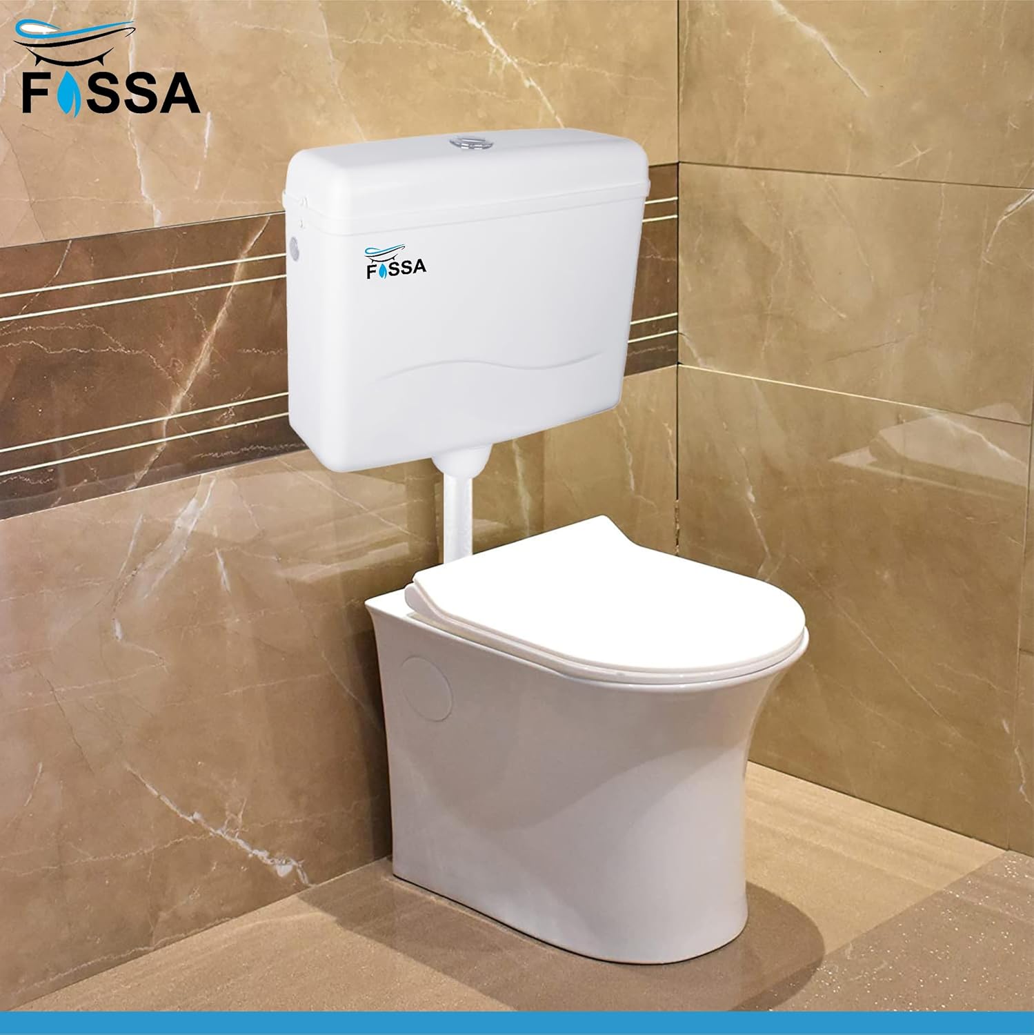 Fossa Flushing Cistern 9 Ltr Capacity Side Handle Flush Tank White