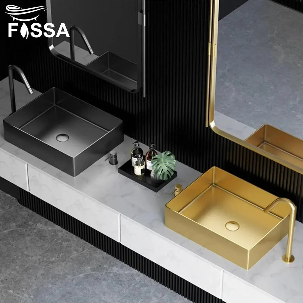 Wash Basin 304 Luxury (18.5x14x04) Inch Gold Stainless Steel Wash Basin Table Top For Bathroom