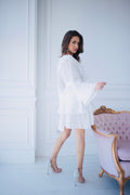 ruffled boho dress with lingerie sleeve