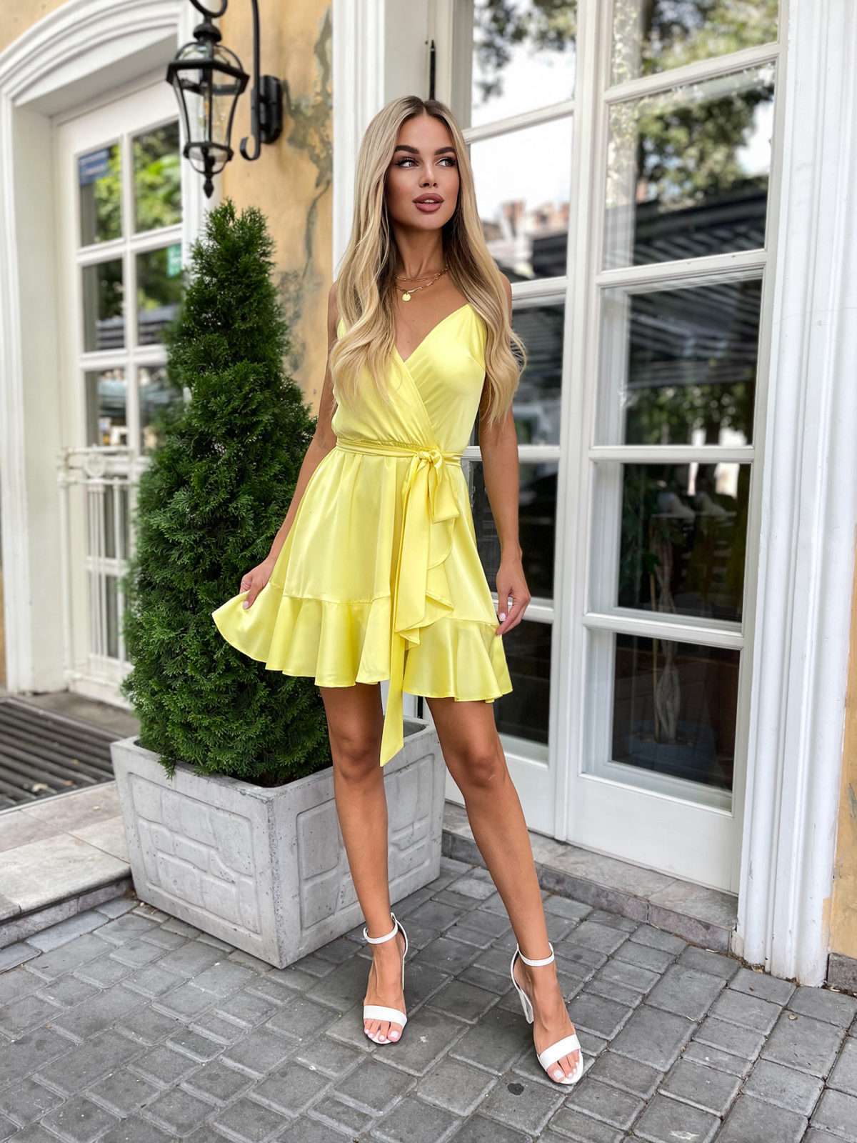 Satin Wrap Mini Dress | Ruffle Skirt | GLOWSYOU