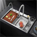 Smart Waterfall (37"x18"x10) Inch 304 Stainless Steel Kitchen Sink Silver