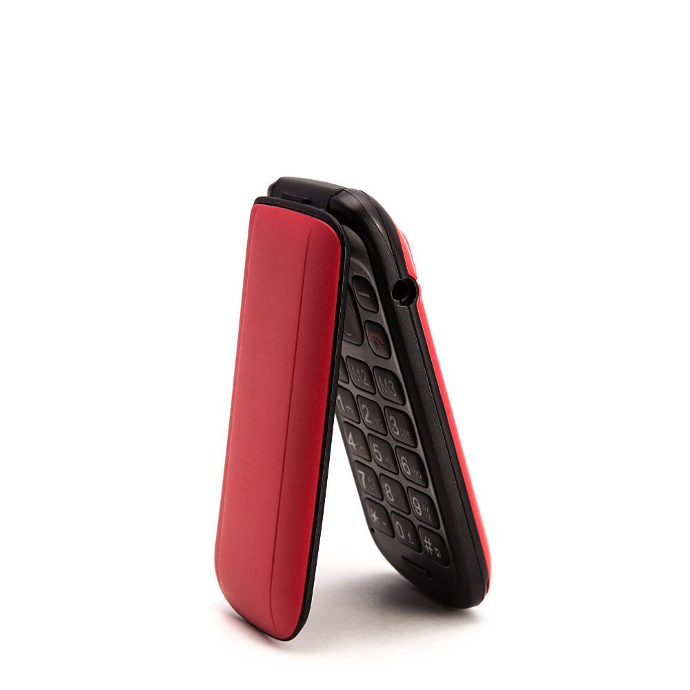 Returned Resale - TTfone TT140 Red Flip Folding Phone with USB Cable, Vodafone Pay As You Go