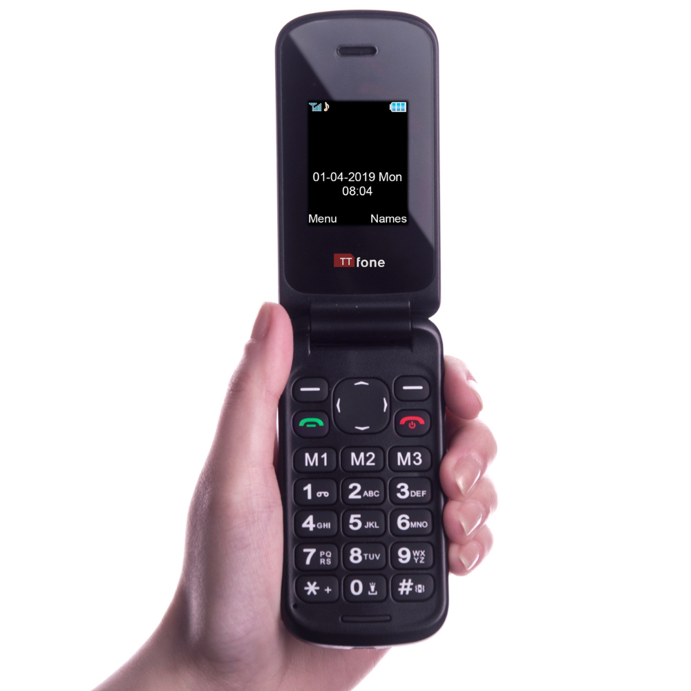 Returned Resale - TTfone TT140 Red Flip Folding Phone with USB Cable, Vodafone Pay As You Go