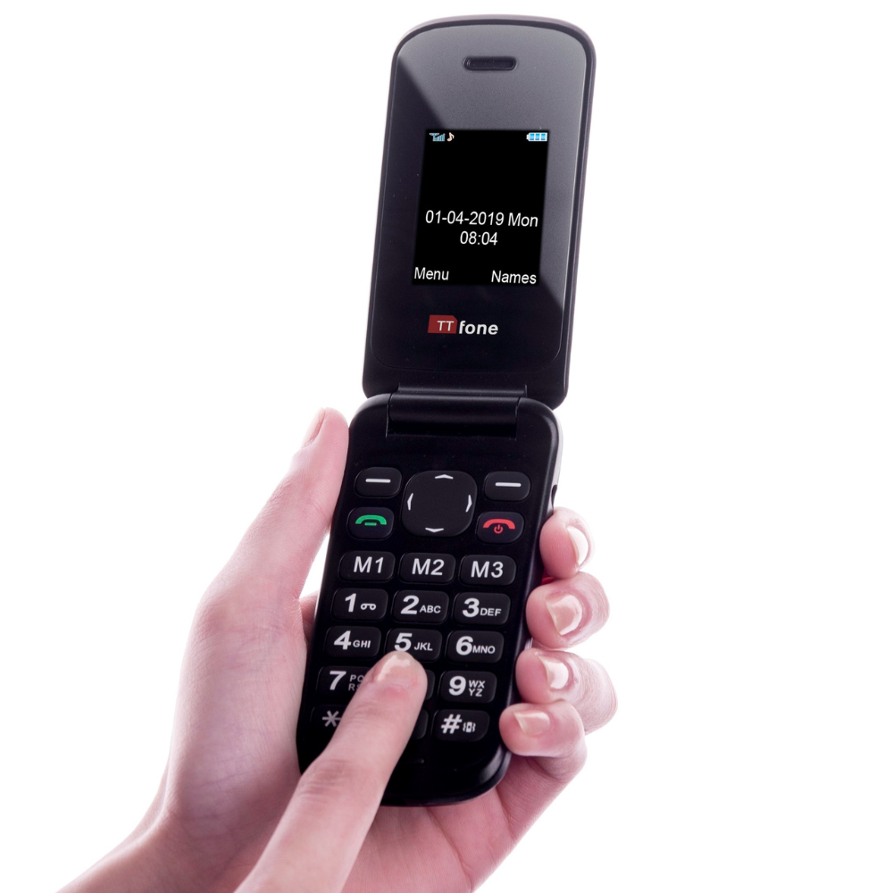 Returned Resale - TTfone TT140 Red Flip Folding Phone with USB Cable, Vodafone Pay As You Go