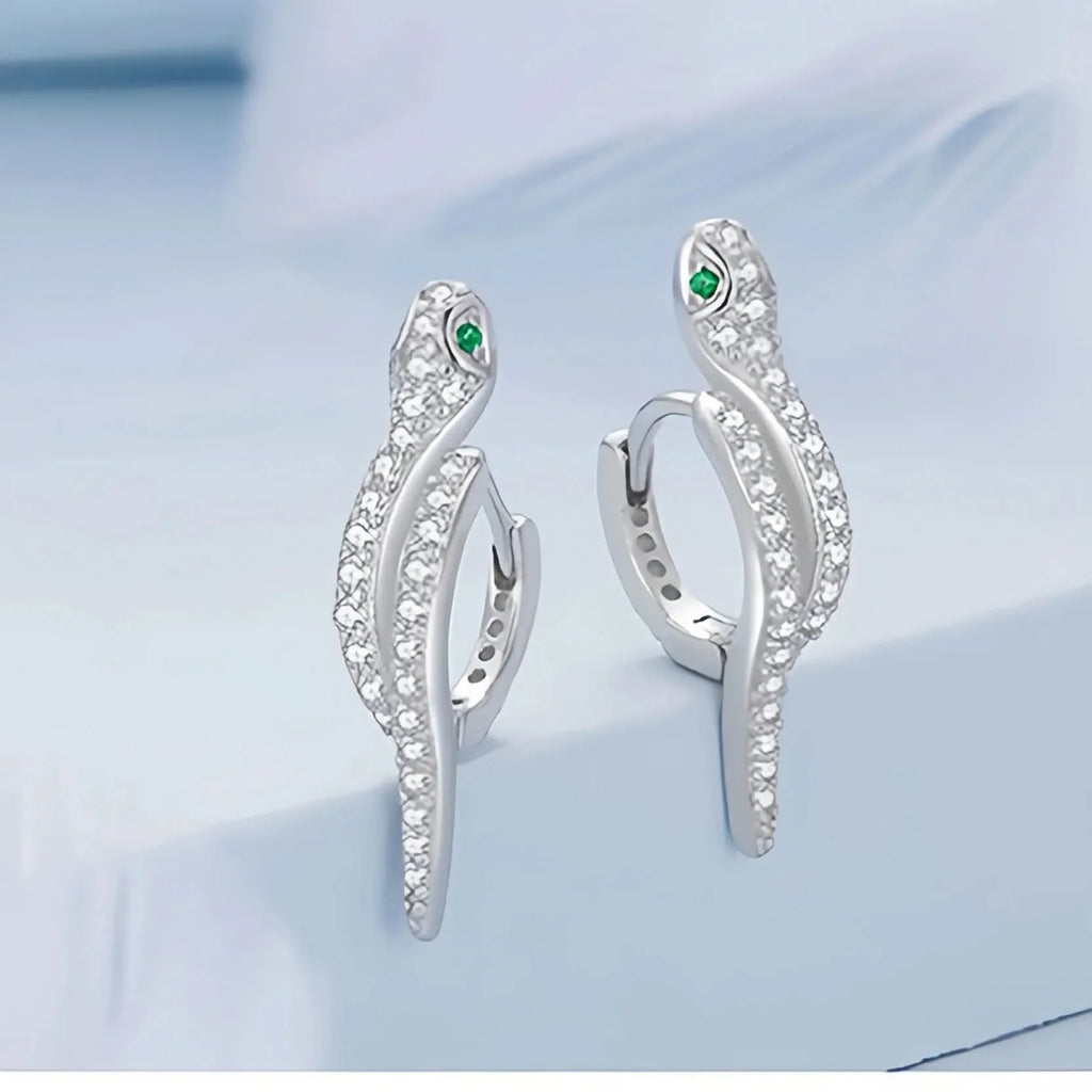 Serpent Sparkle Hoop Earrings – Gold & Silver Vermeil