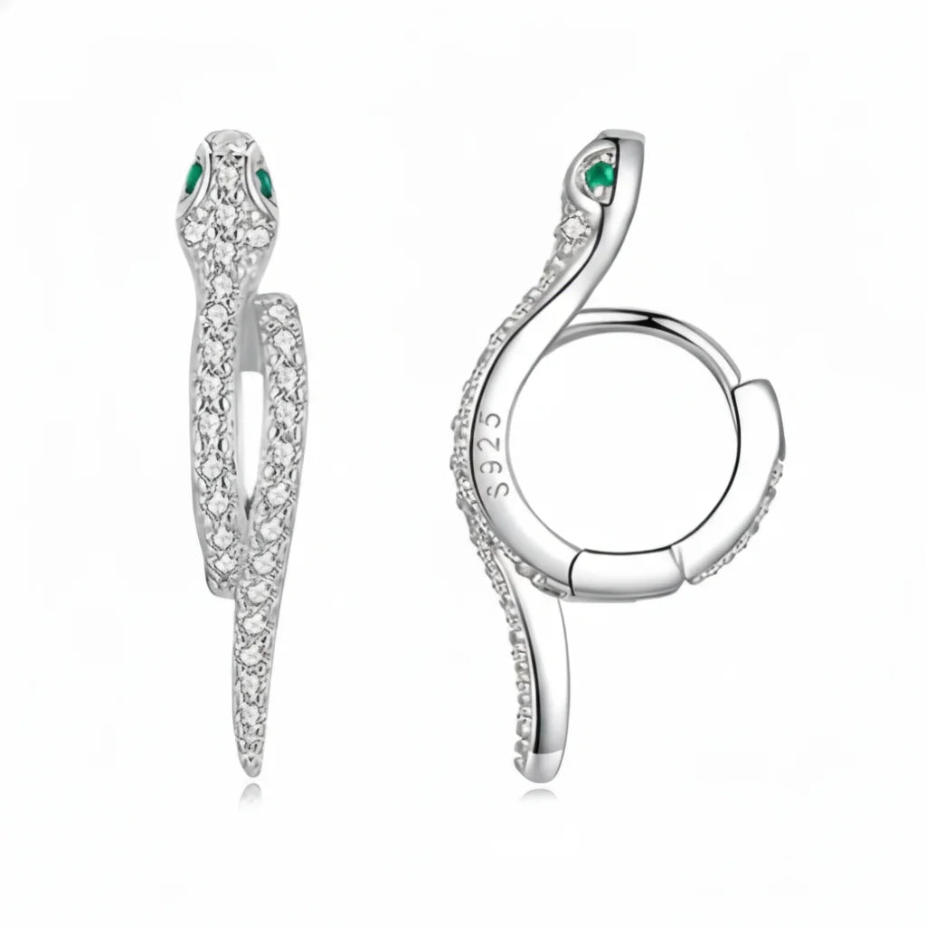 Serpent Sparkle Hoop Earrings – Gold & Silver Vermeil