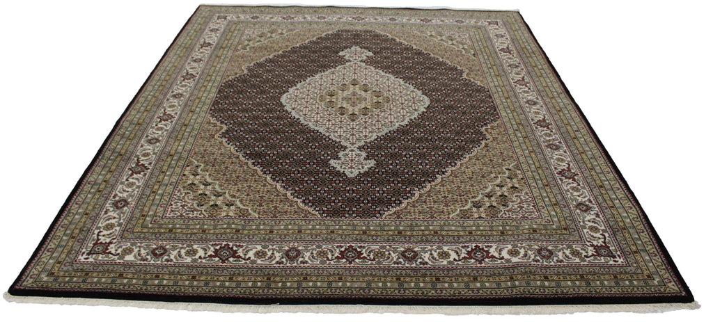 Canvello Hand Made Formal Medallion Indo Tabriz Rug - 8'1'' X 10'2''