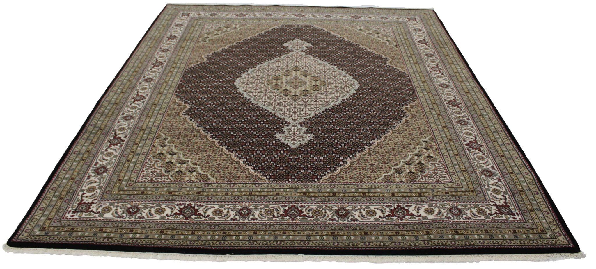 Canvello Hand Made Formal Medallion Indo Tabriz Rug - 8'1'' X 10'2''