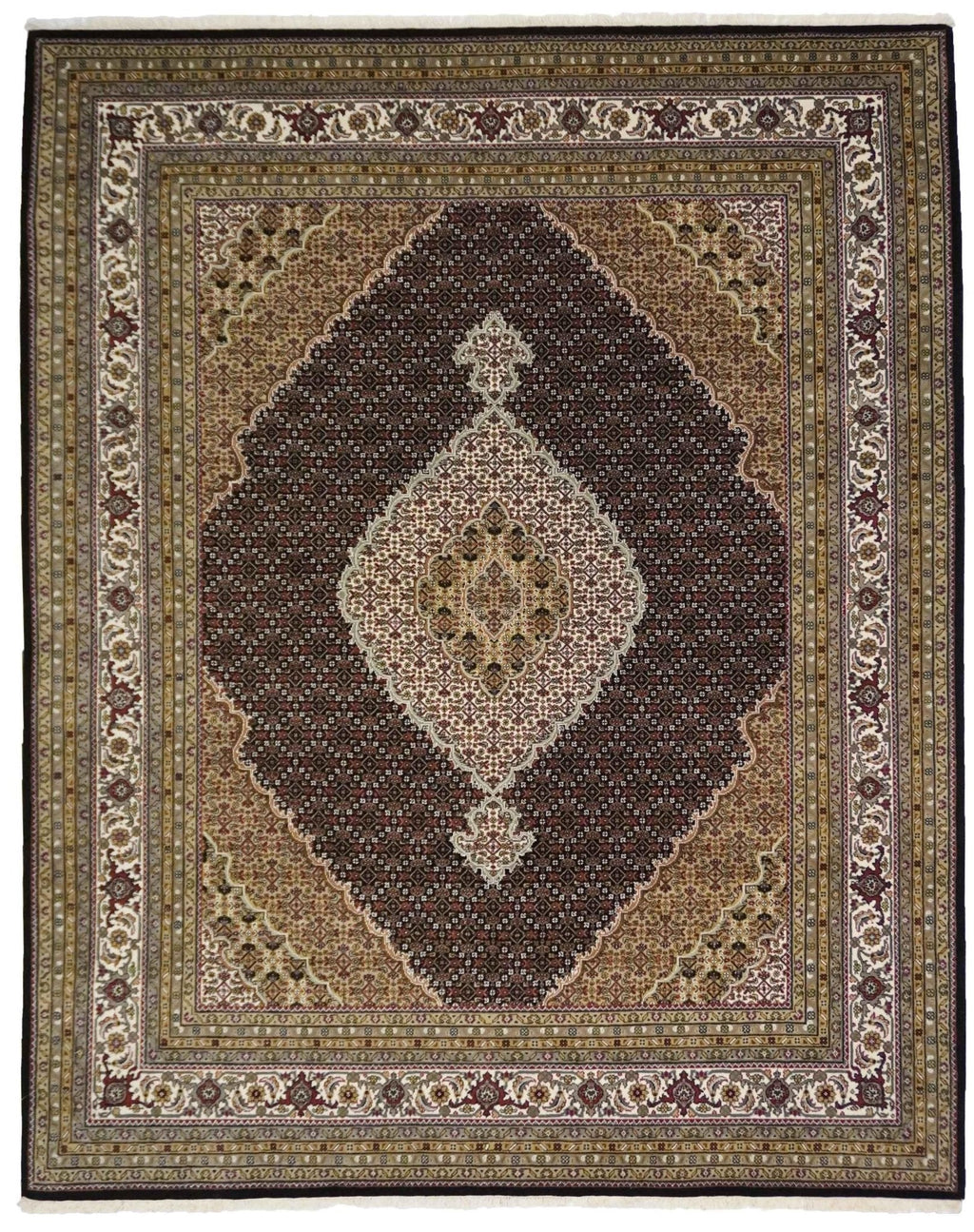 Canvello Hand Made Formal Medallion Indo Tabriz Rug - 8'1'' X 10'2''