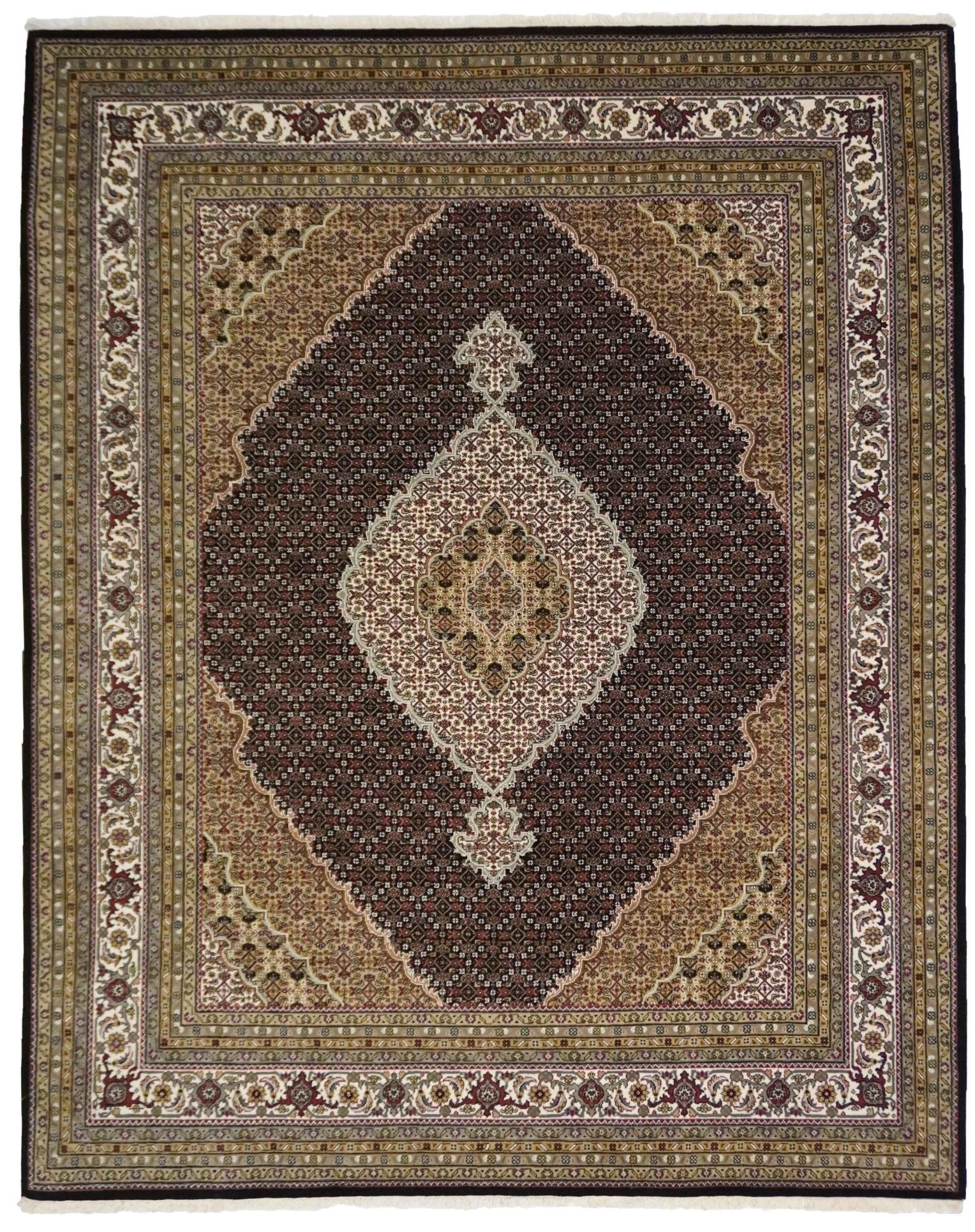 Canvello Hand Made Formal Medallion Indo Tabriz Rug - 8'1'' X 10'2''