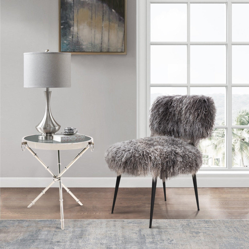 Canvello Steel & Glass Side Table - Silver