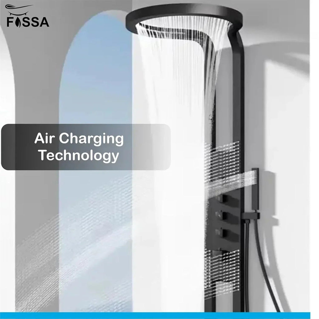 Smart Waterfall Circular  Hot and Cold  Shower Panel Set (Black)