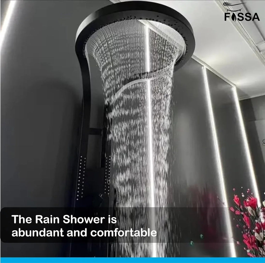 Smart Waterfall Circular  Hot and Cold  Shower Panel Set (Black)