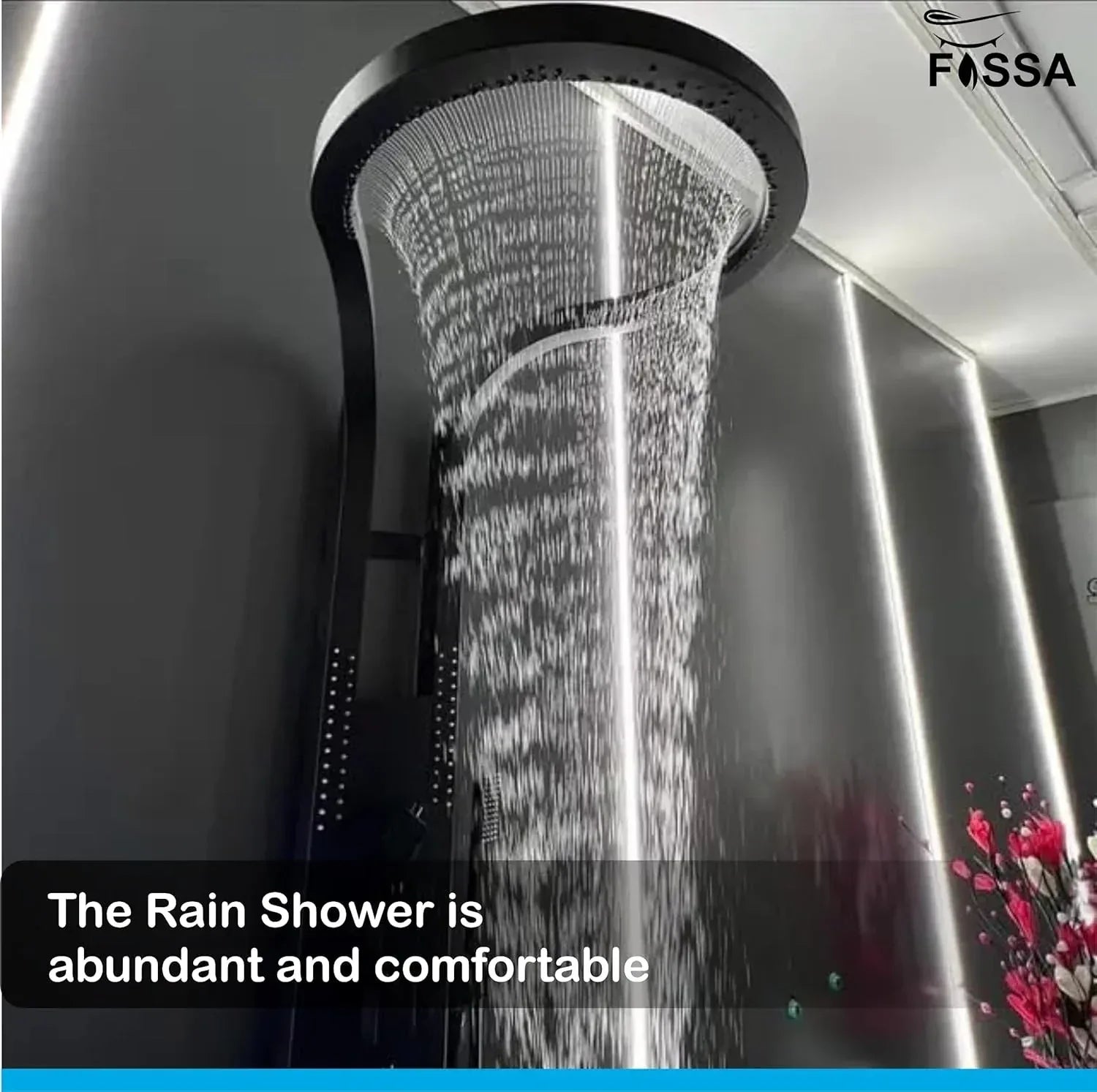 Smart Waterfall Circular  Hot and Cold  Shower Panel Set (Black)