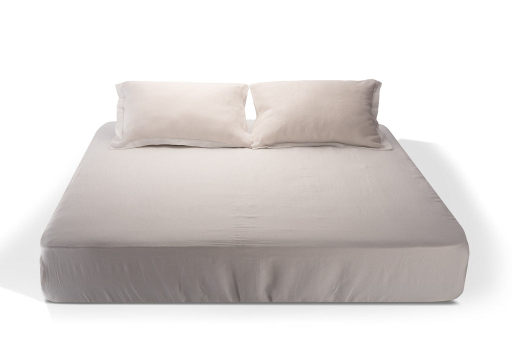 Natural linen fitted sheet