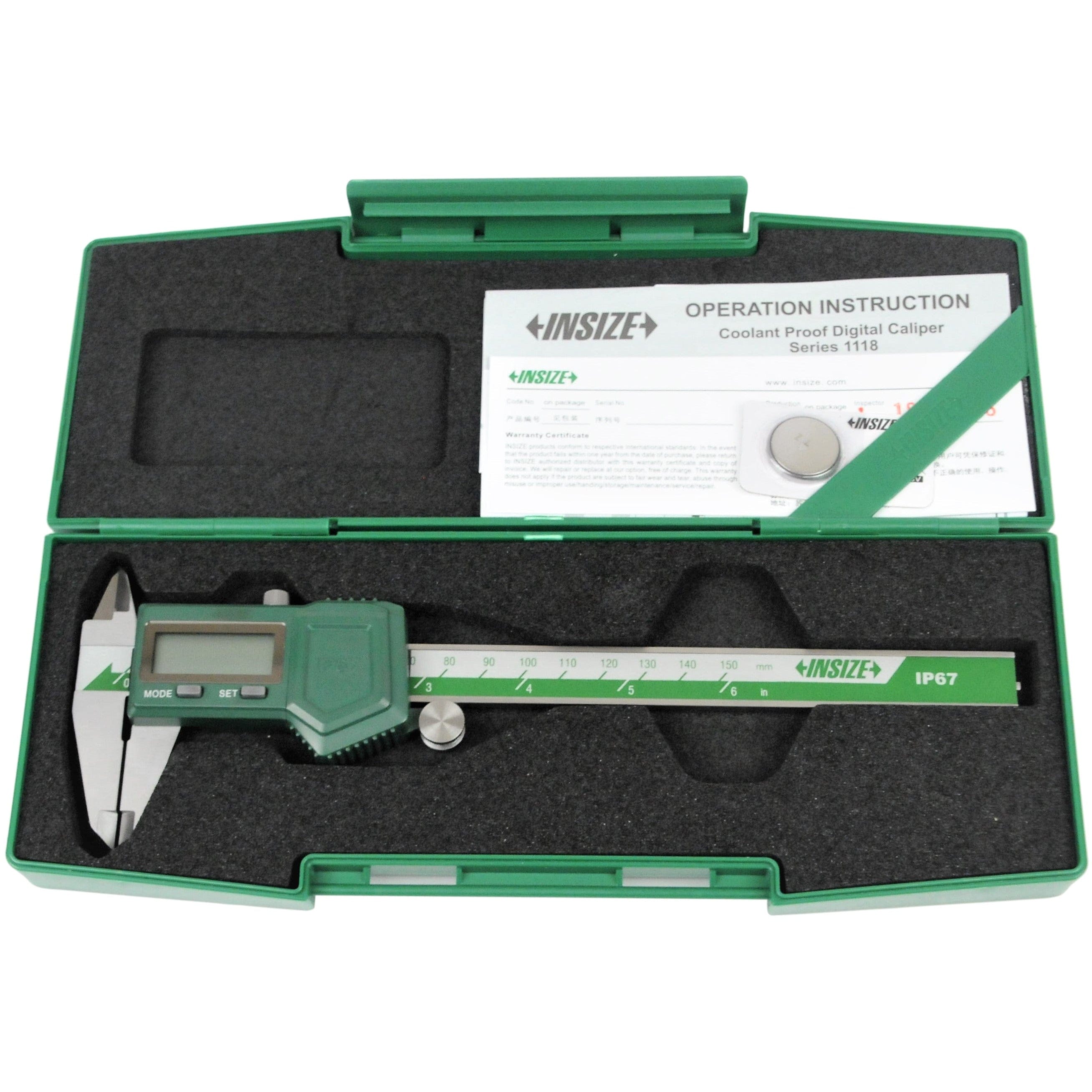 INSIZE IP67 Waterproof Digital Caliper  0-150mm / 0-6" Range Series 1118-150B
