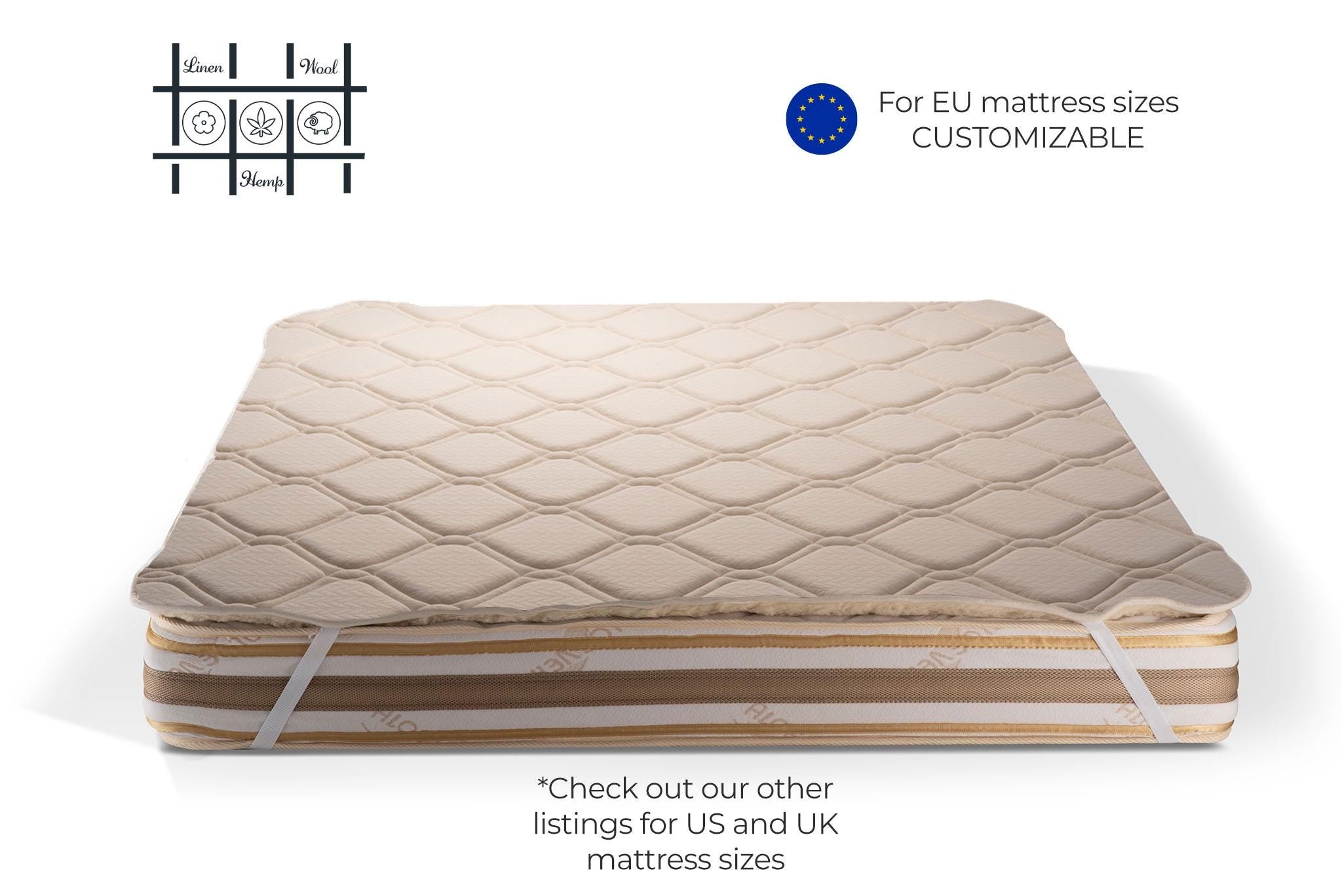 Reversible Wool Mattress Topper – Organic Cotton & Hemp, EU SIZE