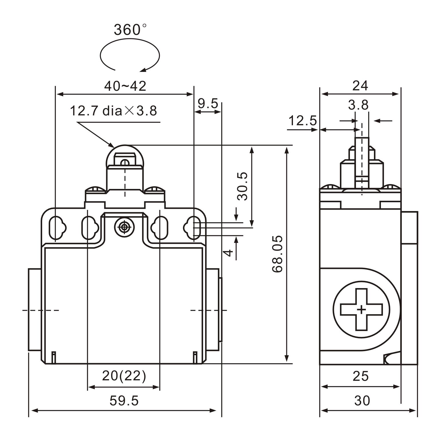 XCK-T102 Plunger Actuator Limit Switch